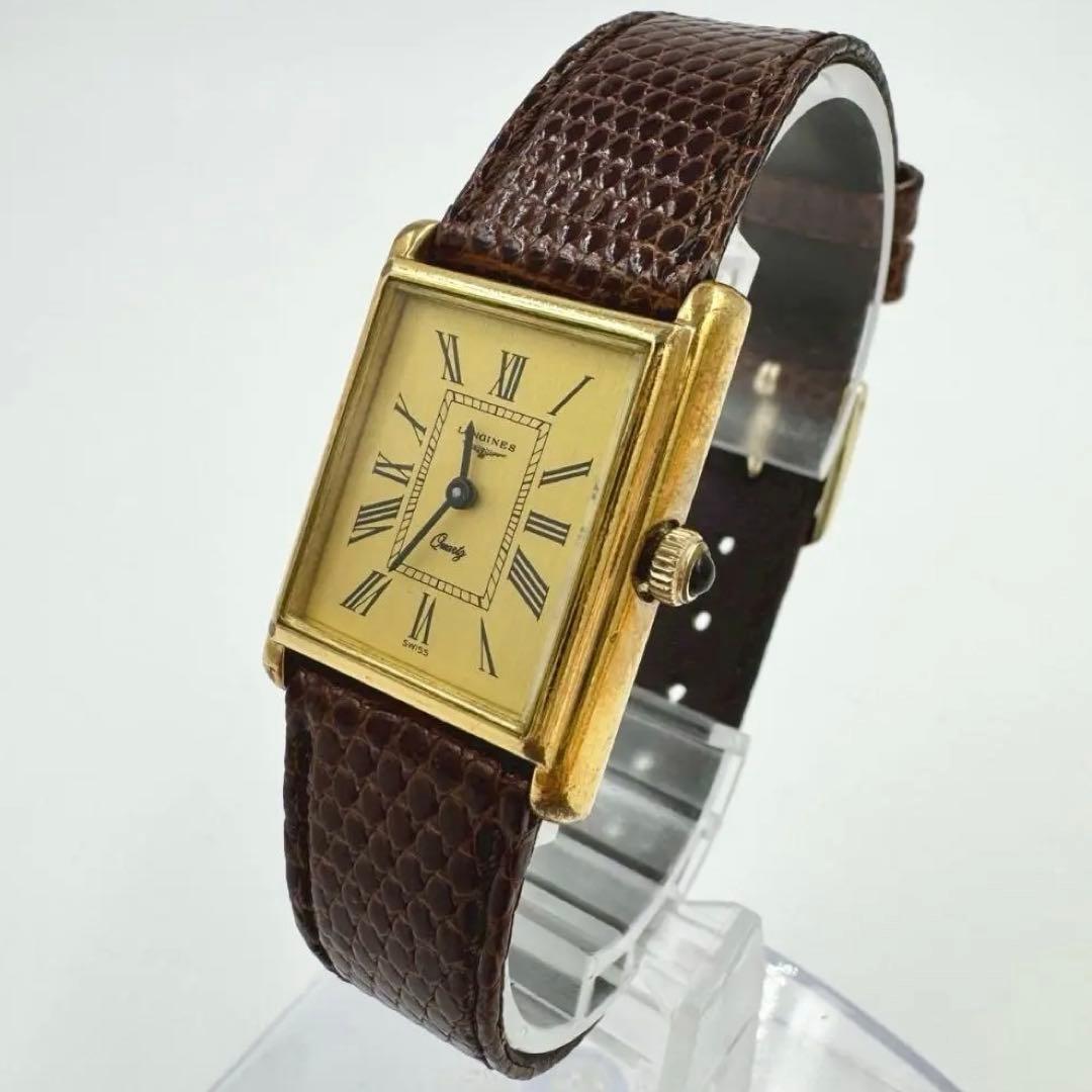 【新品電池】LONGINES ロンジン ゴールド文字盤 スクエア レディース