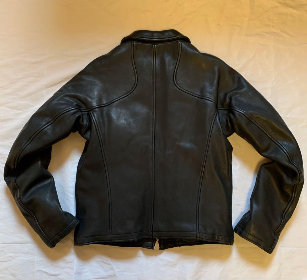 【NVRFRGT】Leather Paneled Zip Up Jacket新品