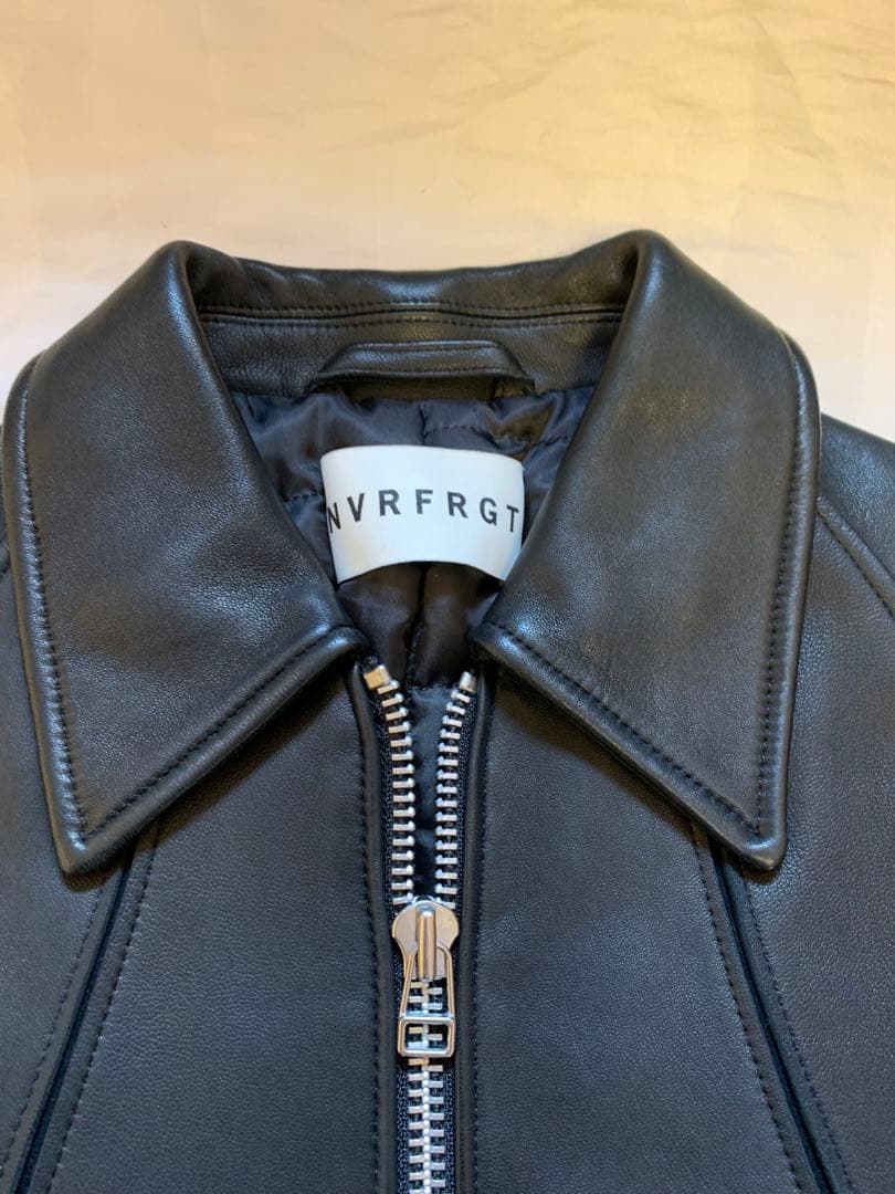 【NVRFRGT】Leather Paneled Zip Up Jacket新品