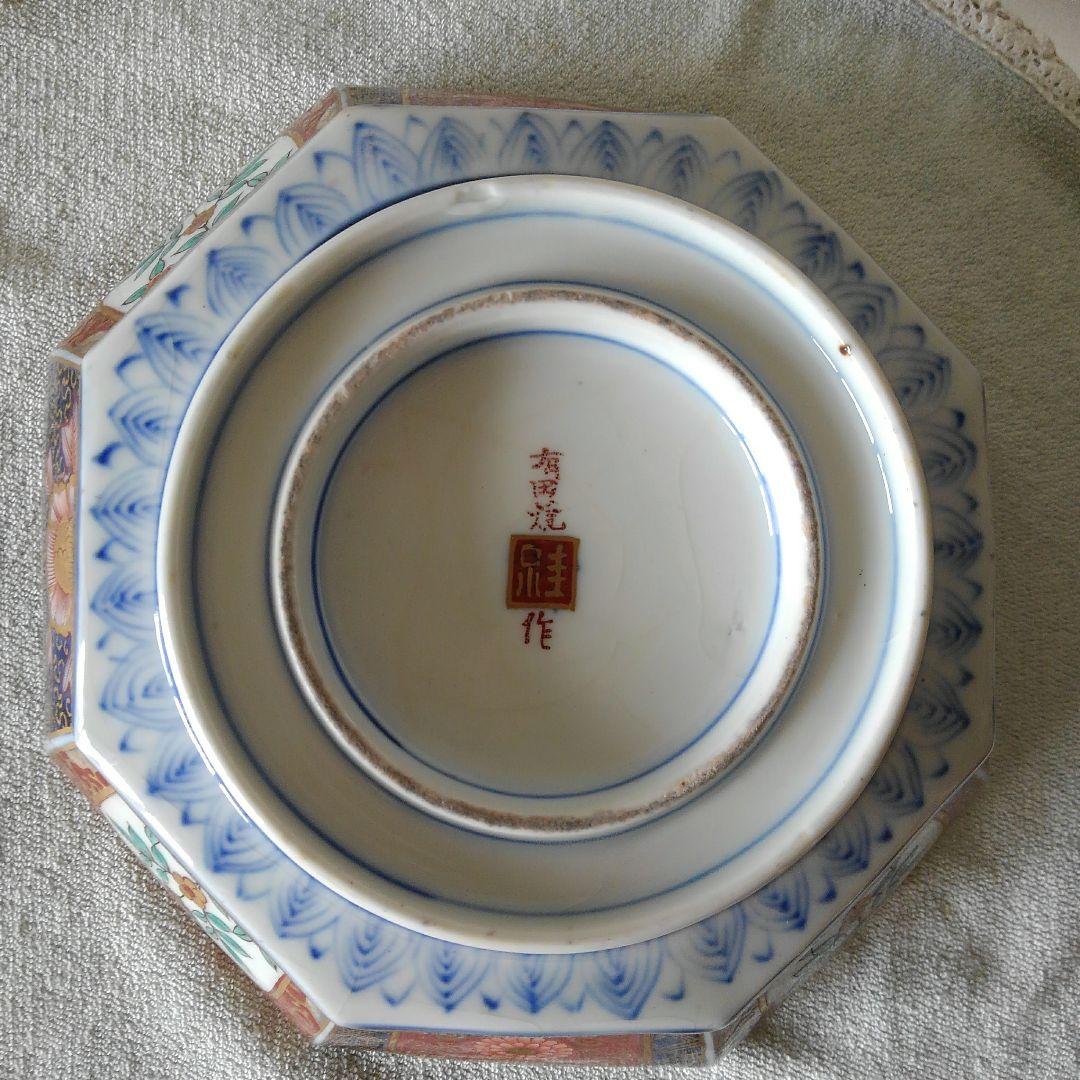 古伊万里　染錦草花　鉢