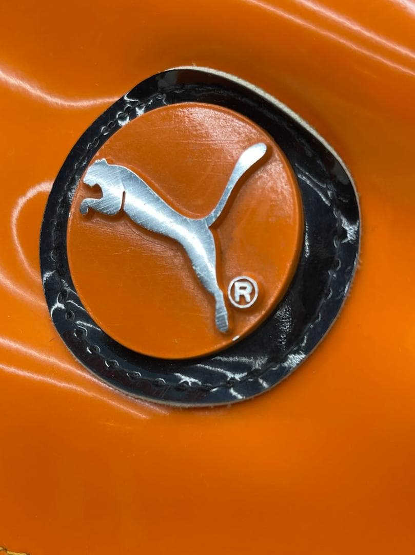 昭和レトロ PUMA ボストンバッグ オレンジ エナメルバッグ 金属ロゴマーク