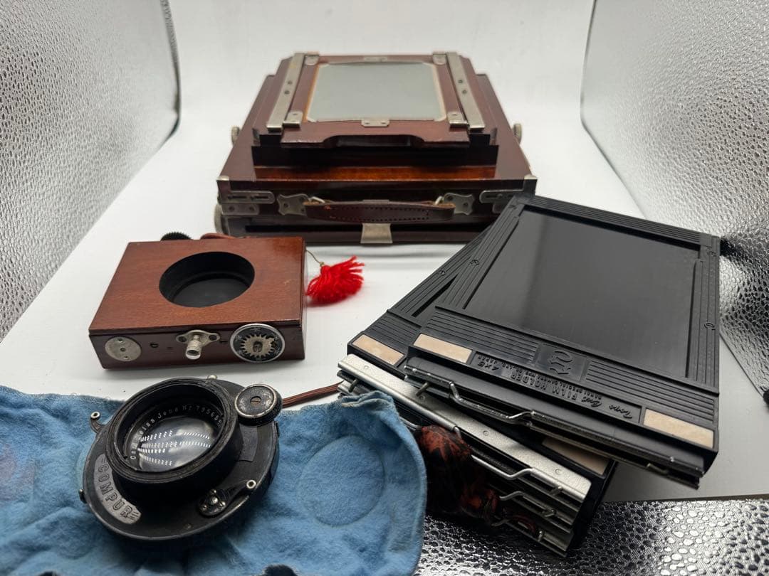 み*い様 【大判カメラ】木製大型カメラCOMPURシャッターレンズ付フィルムホル