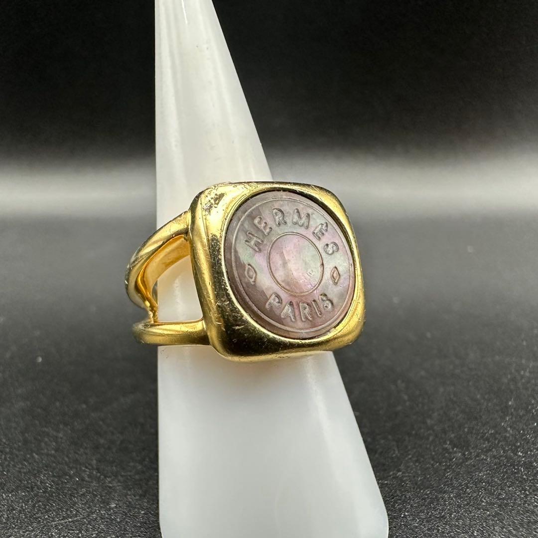 美品✨　エルメス　リング　指輪　コロゾ　ゴールド　セリエ　シェル　1336