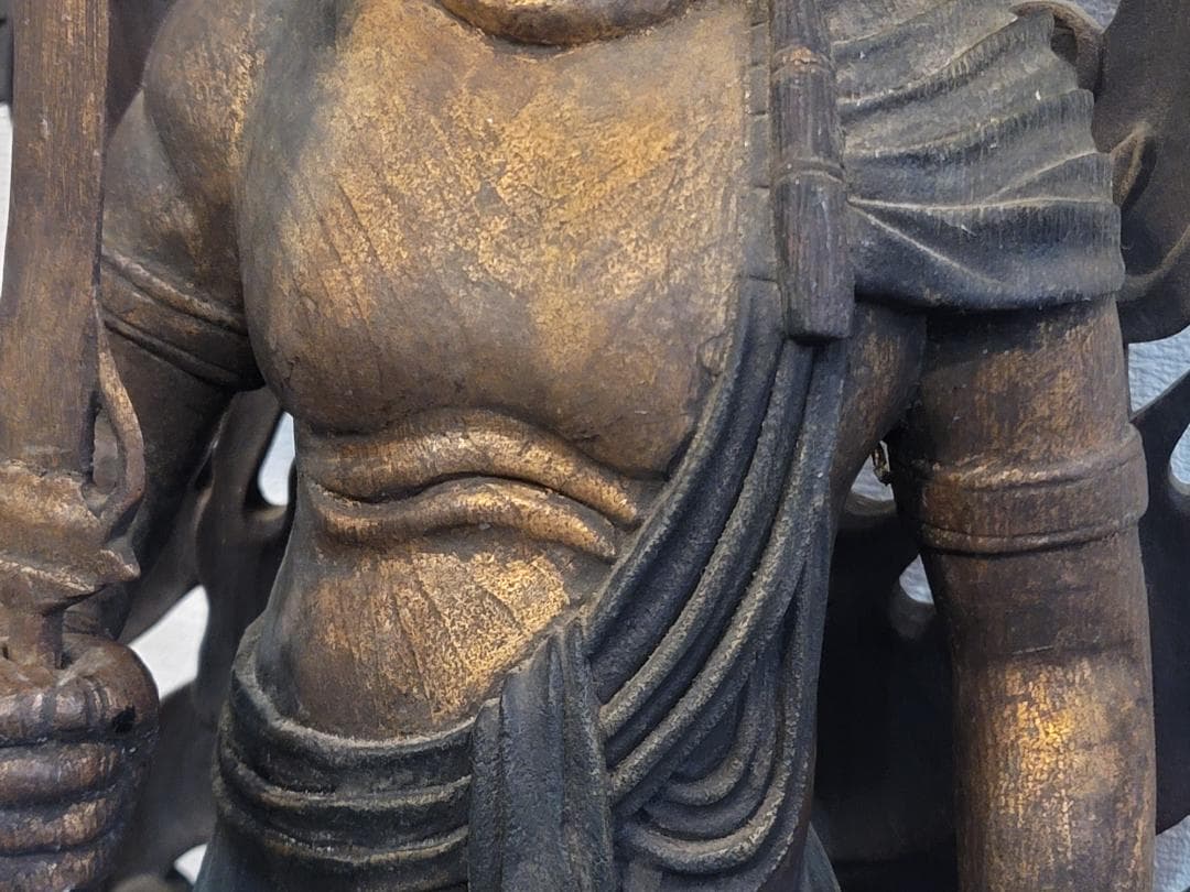 DT595 古い 木彫 不動明王像 95cm 迫力ある逸品