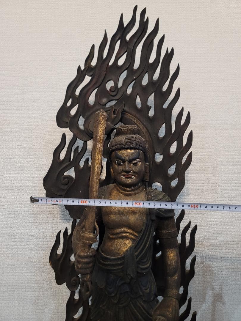 DT595 古い 木彫 不動明王像 95cm 迫力ある逸品