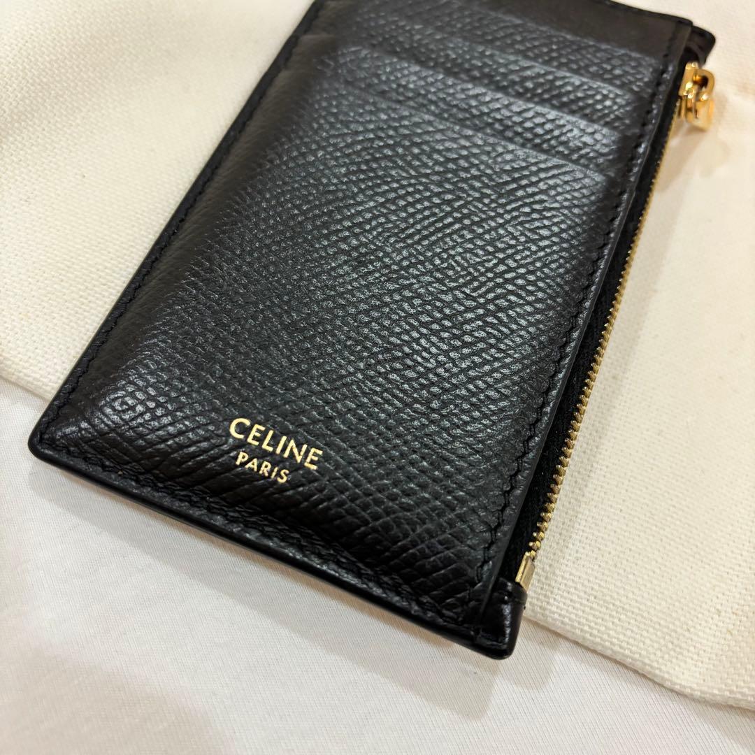 小物 CELINE Zipped Compact Card Holder Black