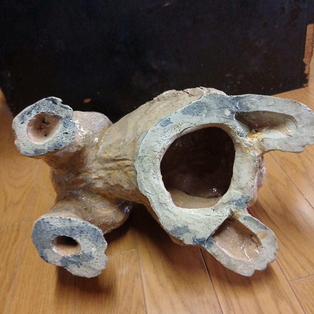 萩焼　獅子像 ベージュ 約30cm