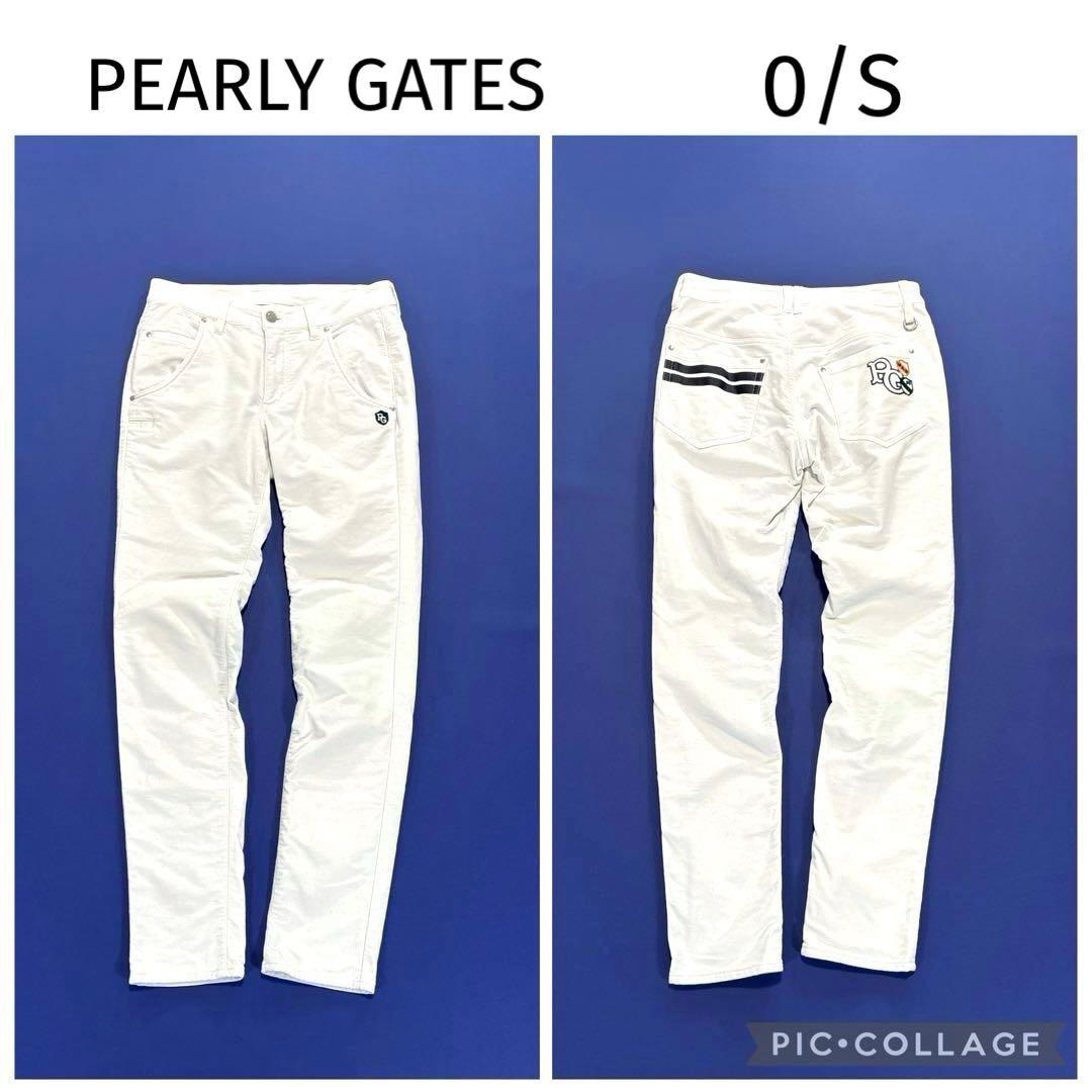 パーリーゲイツ　蓄熱　ロングパンツ　0/S ホワイト　秋冬　バックロゴ　刺繍