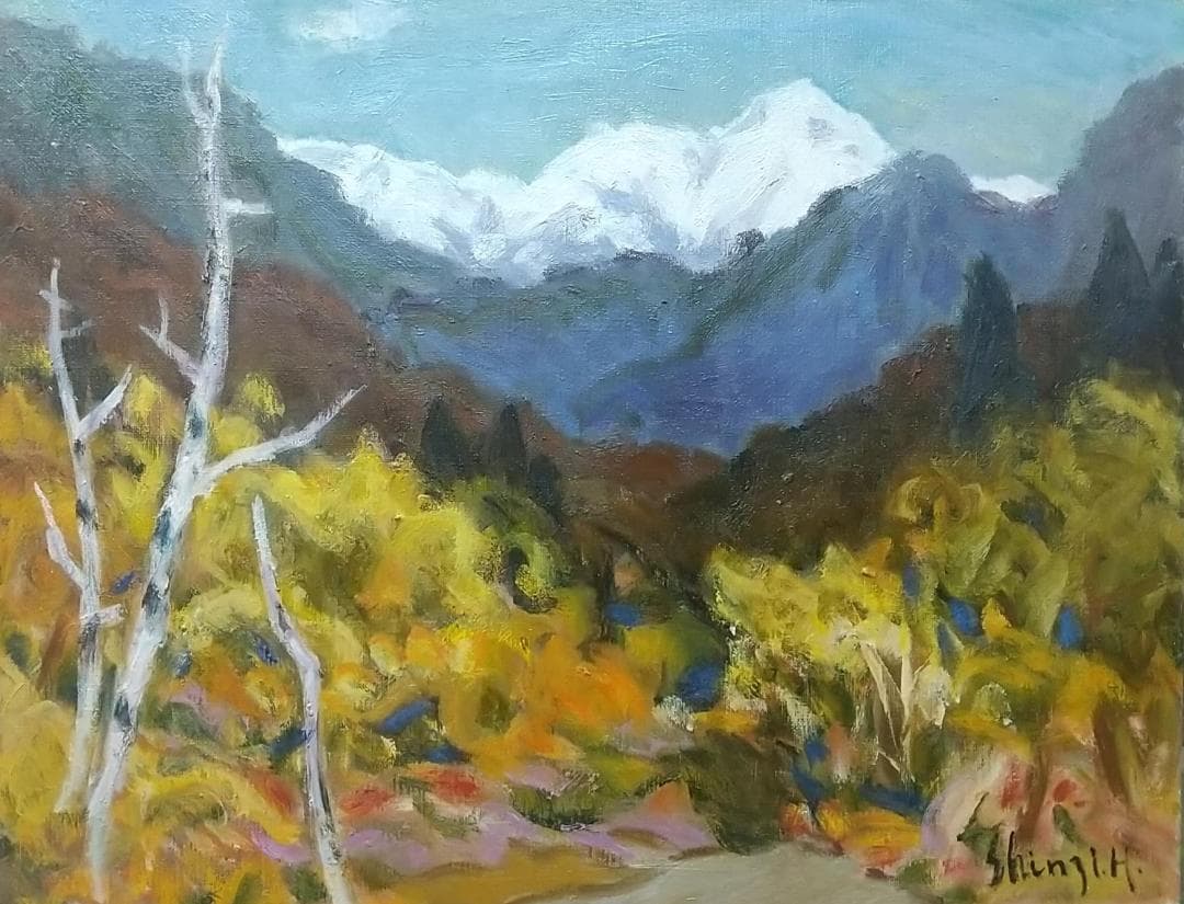 「木曽駒ヶ岳」F6 油絵 油彩画 絵画 アート 風景画