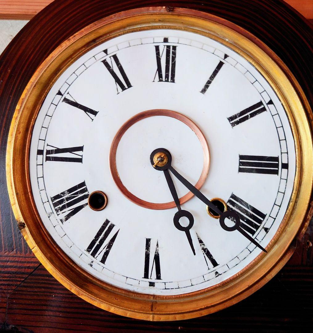 〈完動・美品〉北出時計製造所　 八吋張り四ツ丸達磨型ゼンマイ振り子掛け時計