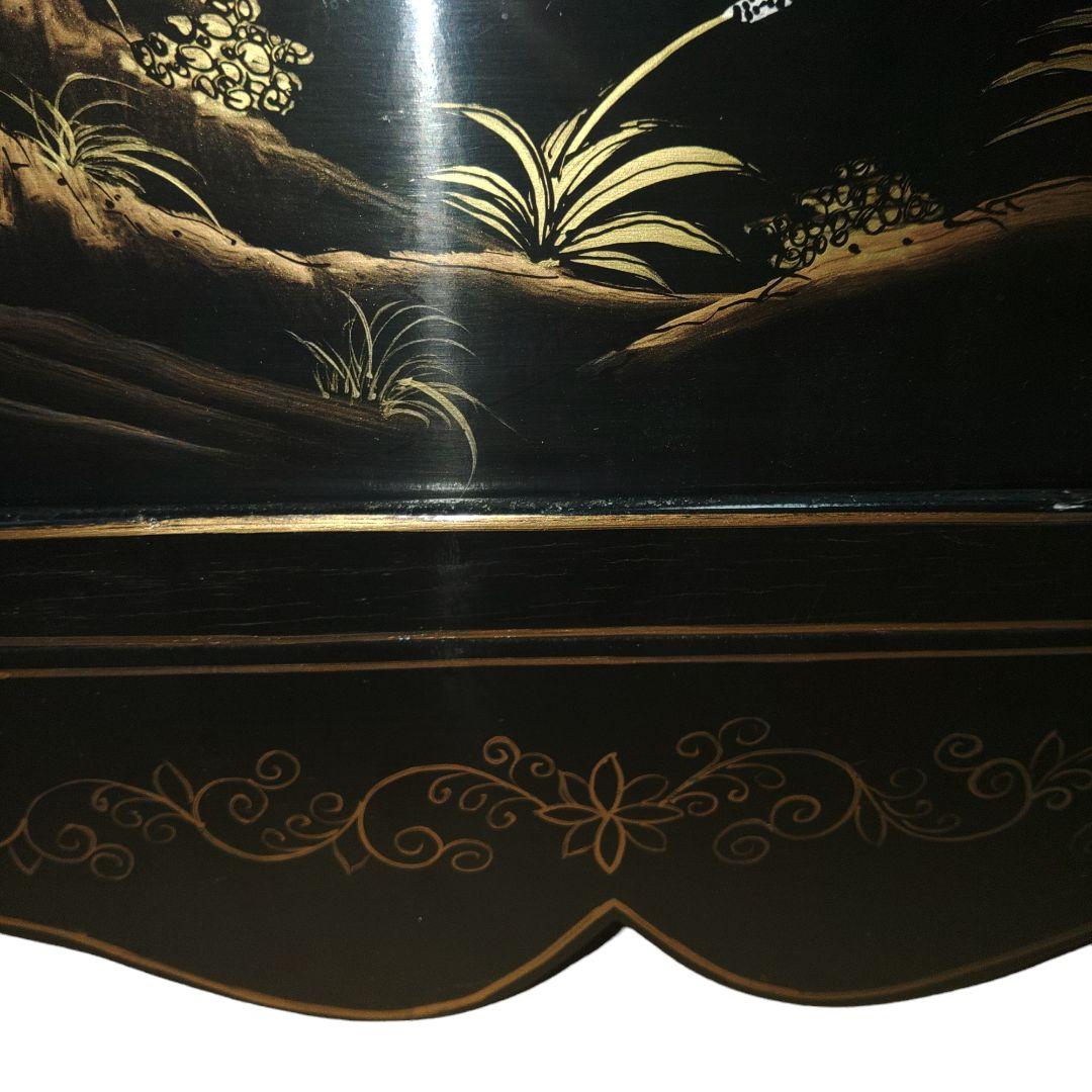 中国キャビネット　漆細工?　武人図