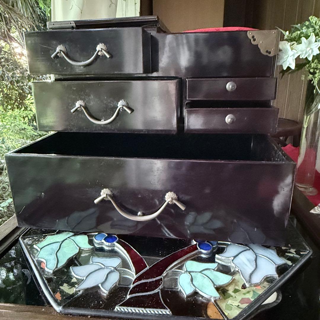 2193様感謝‼️大正浪漫スッゴイへそくり裁縫箱銅金具飾針山付仕込箪笥1竿