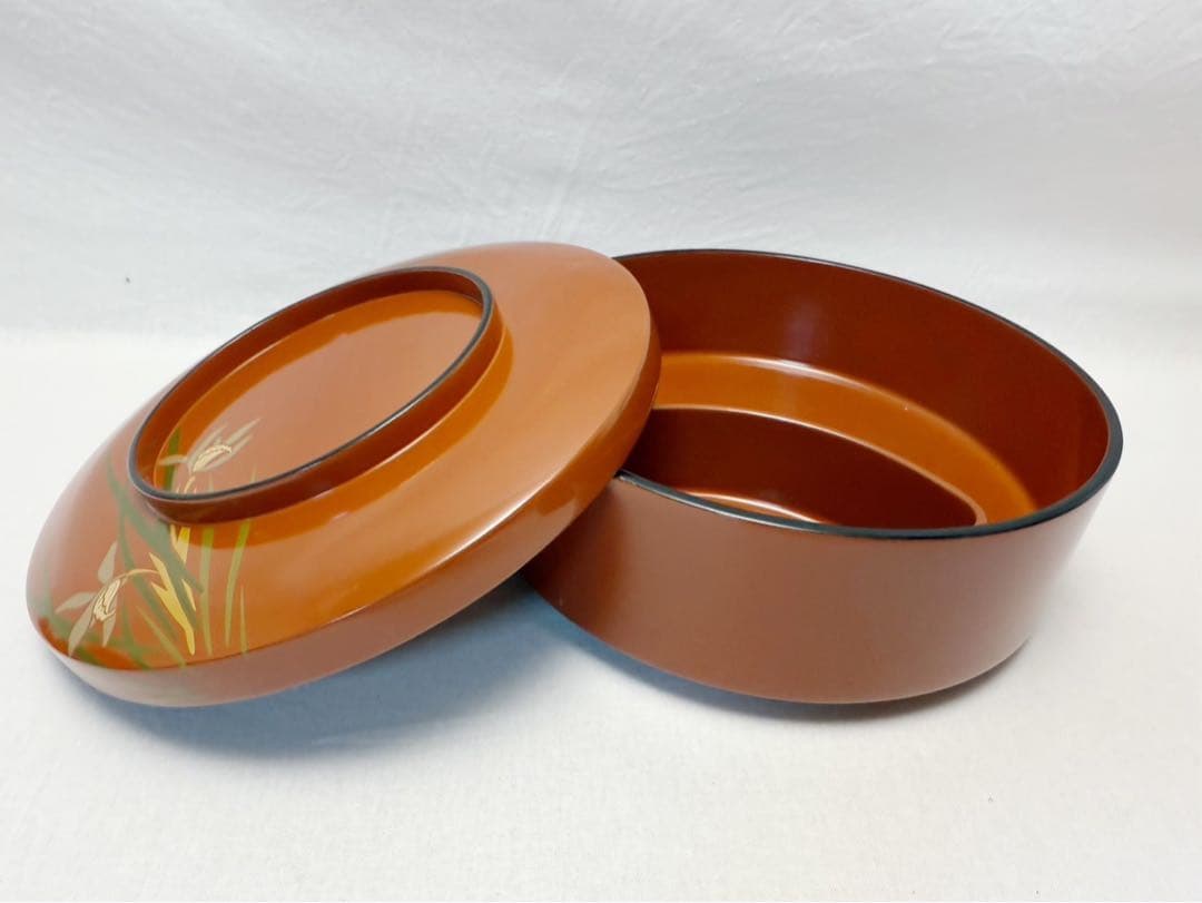 茶道具 木製古代朱塗 蘭蒔絵 多用鉢 菓子鉢 天麩羅 どんぶり等 5客揃