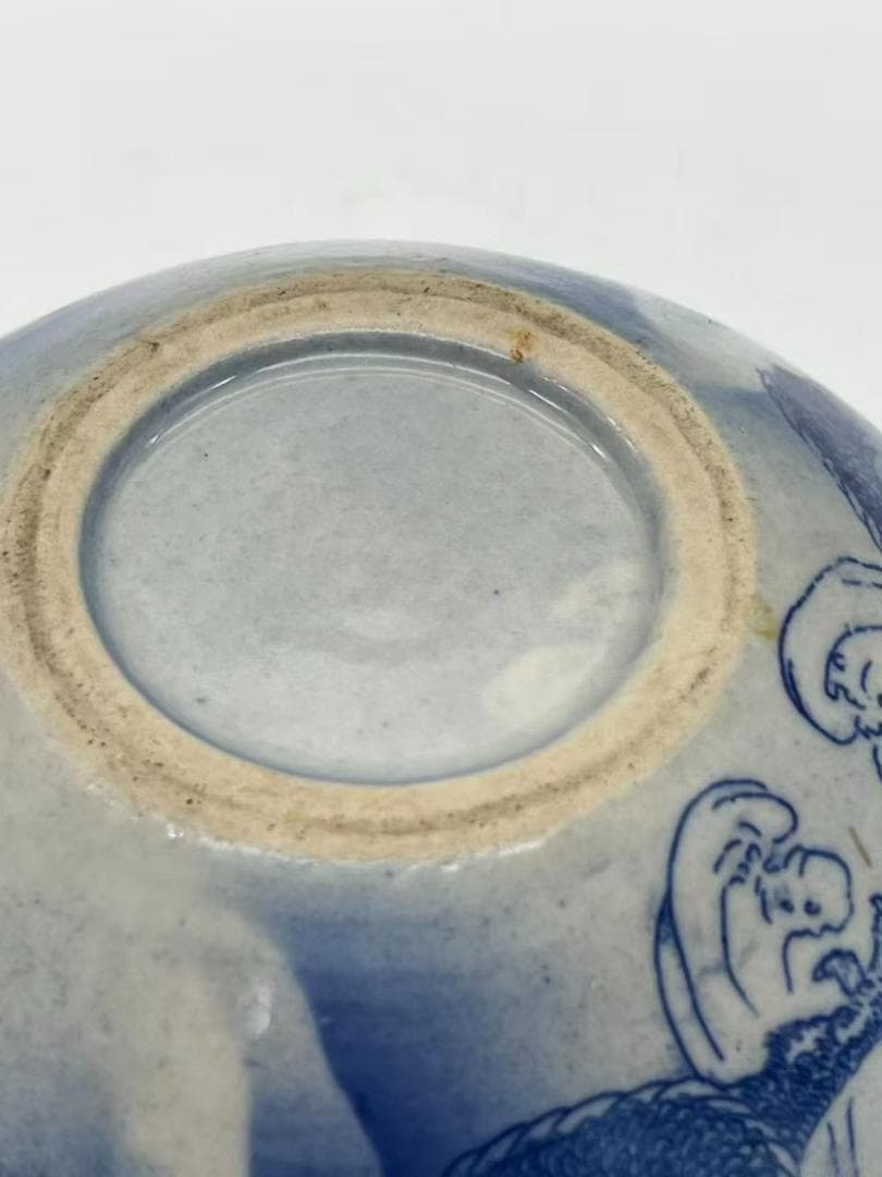 清時代　染付　青花雲龍文水洗　水丞 【旧家蔵出し】 香炉　茶道具(B-78)