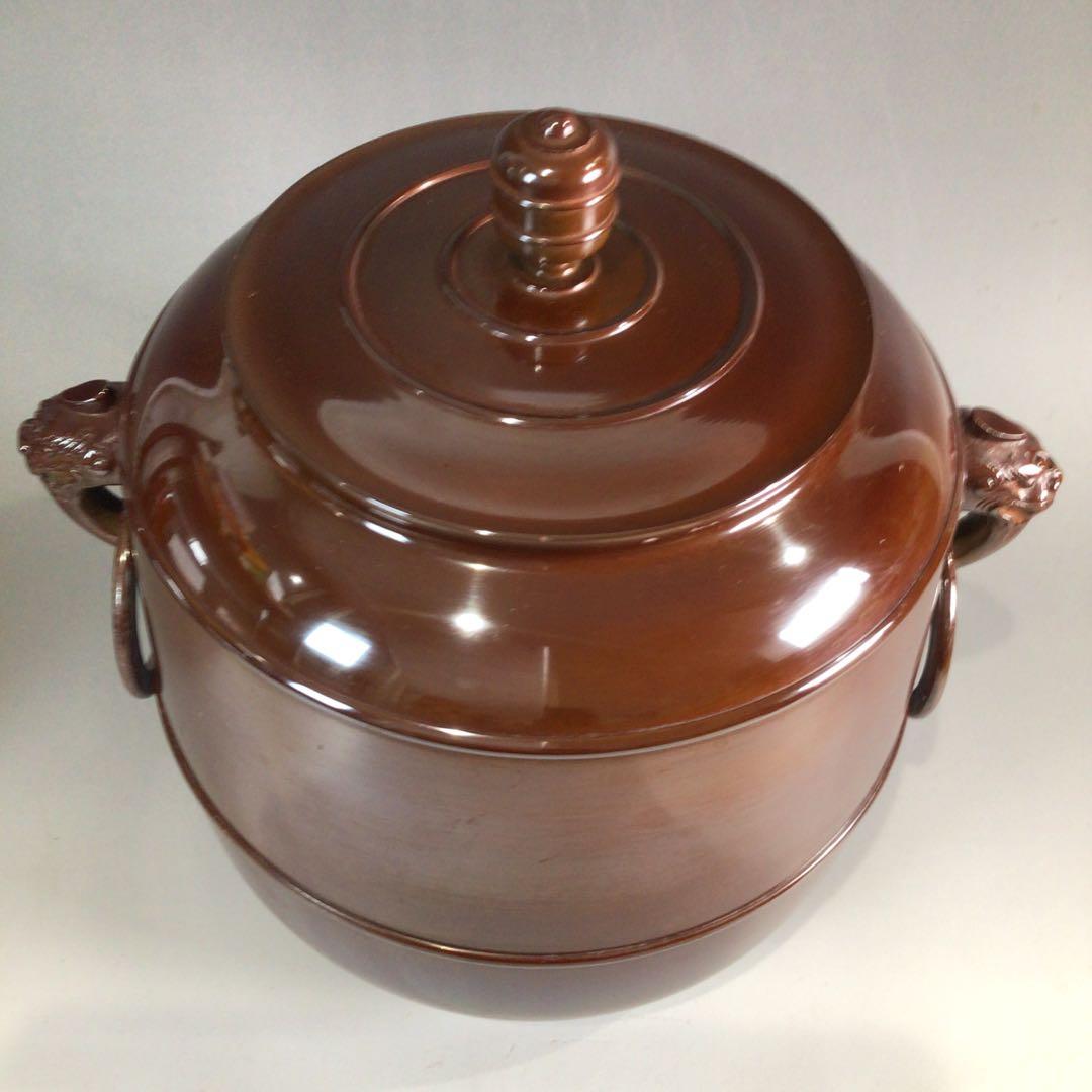 Ｐ５１　皆具　『金森紹栄造』『唐銅皆具』『水指　建水　蓋置　杓立』　共箱　茶道具