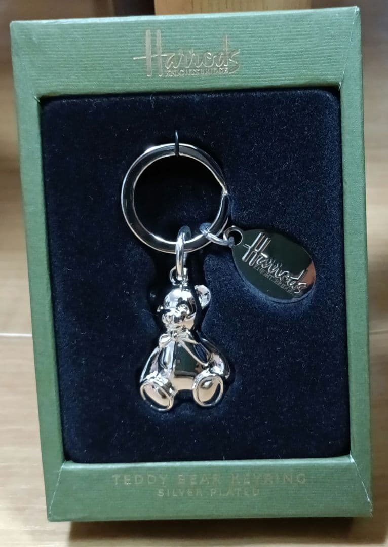 シルバー Harrods テディベアキーホルダー