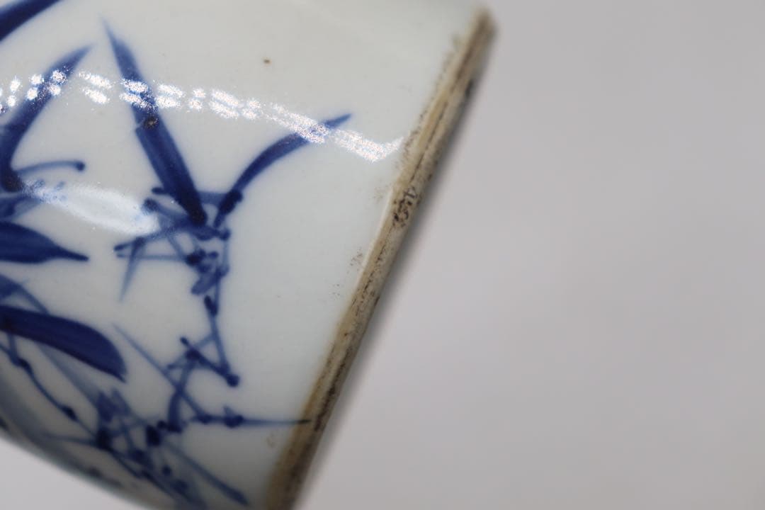 中国　民国期　染付竹紋水滴　江西磁業公司　送料込み0716