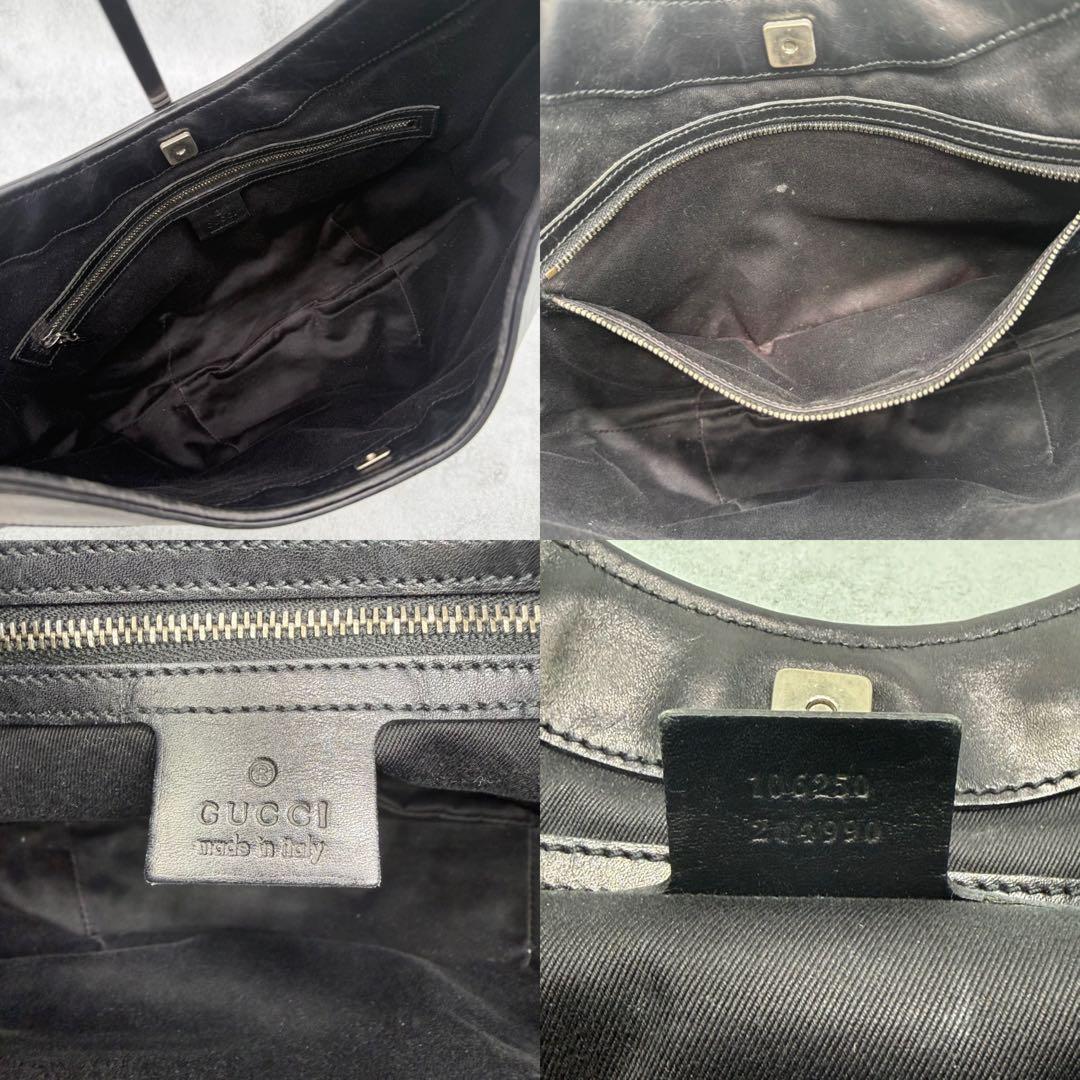 GUCCI グッチ ワンショルダーバッグ GGキャンバス レザー 肩掛け 黒