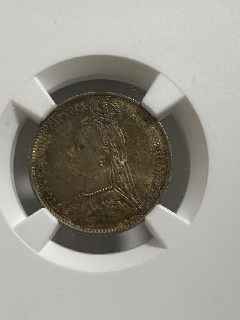NGC MS63 イギリス ヴィクトリア 6P WEARTH 銀貨 古銭