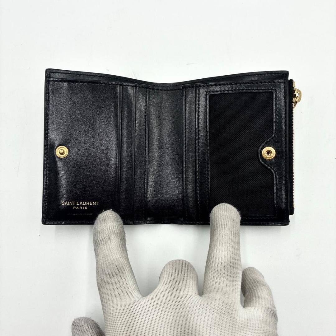 noe　サンローラン 二つ折り 折り財布 カサンドラ レザー ブラック