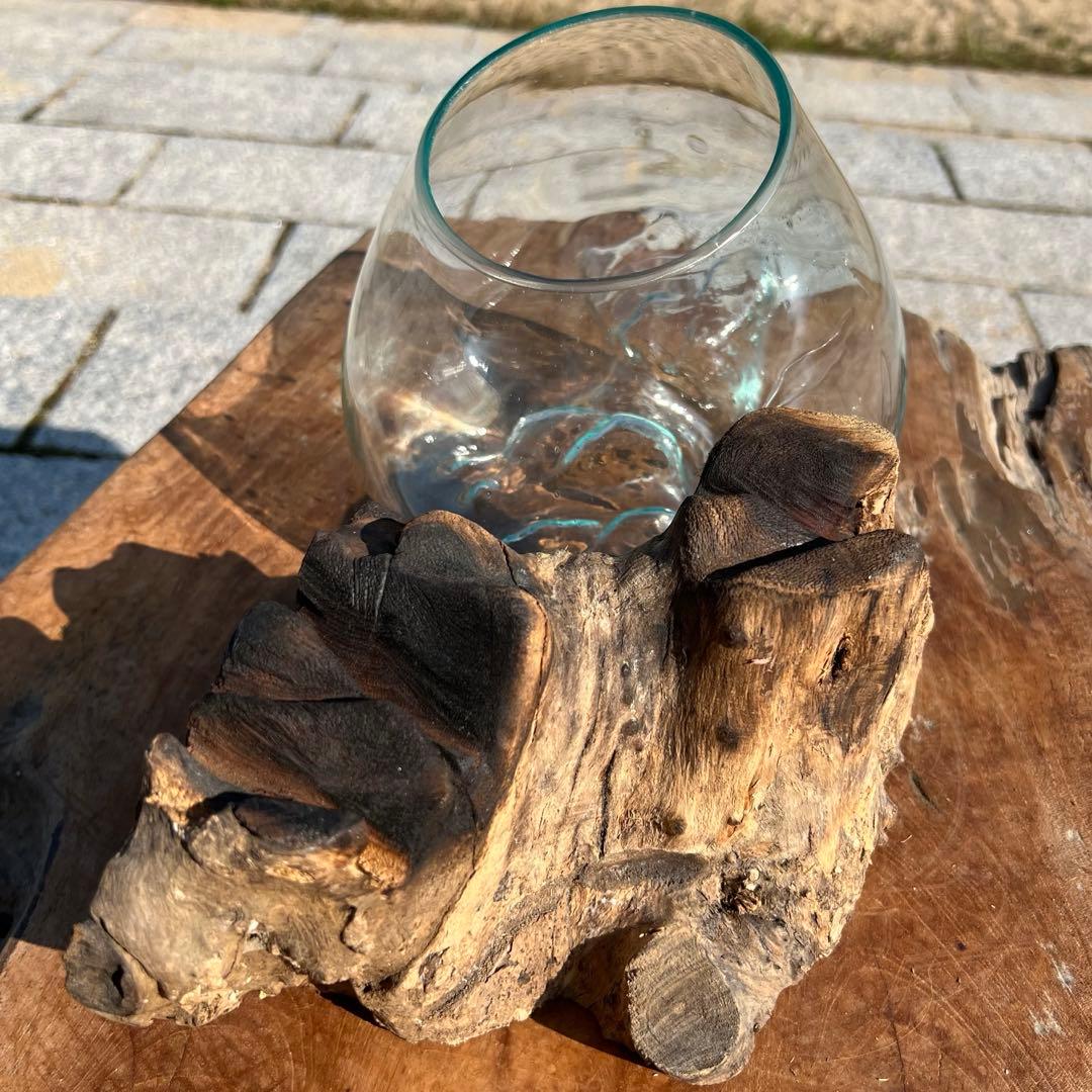 流木ガラスオブジェ大F 花瓶 金魚鉢 ガーデニング フラワーポット 水槽 アート