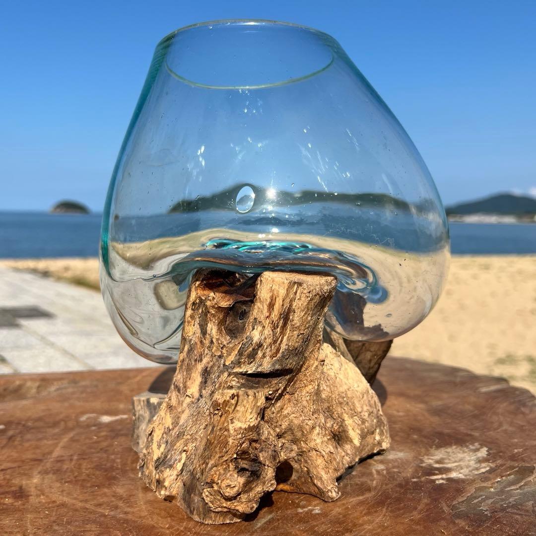 流木ガラスオブジェ大F 花瓶 金魚鉢 ガーデニング フラワーポット 水槽 アート