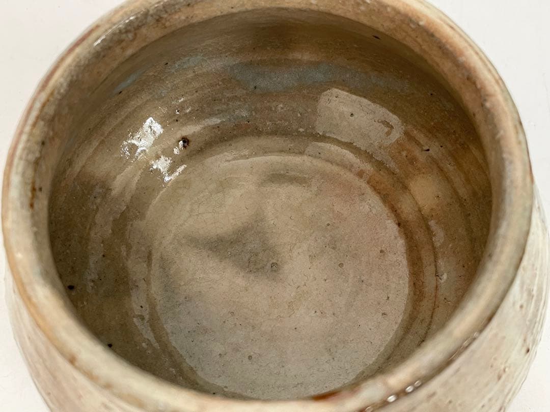 陶芸家　岡部嶺男　粉引　塩筍茶碗　茶盌　抹茶碗　岡部美喜識箱　加藤唐九郎