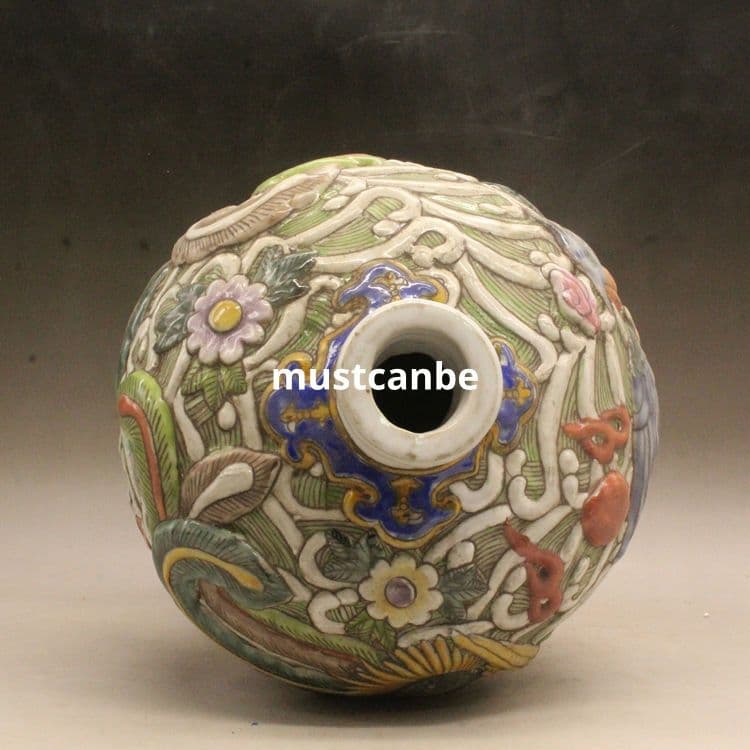 清道光彫刻パステル鳳紋梅瓶 景徳鎮 陶磁器 装飾品 現代工芸品 美術品 置物