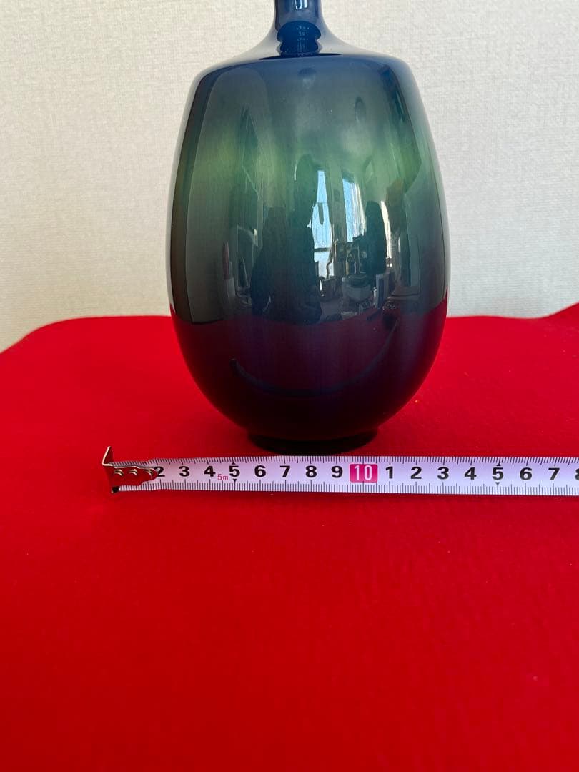 人間国宝 柳雨軒 三代 徳田八十吉 碧明釉 壺 管理T250 共箱 陶歴付