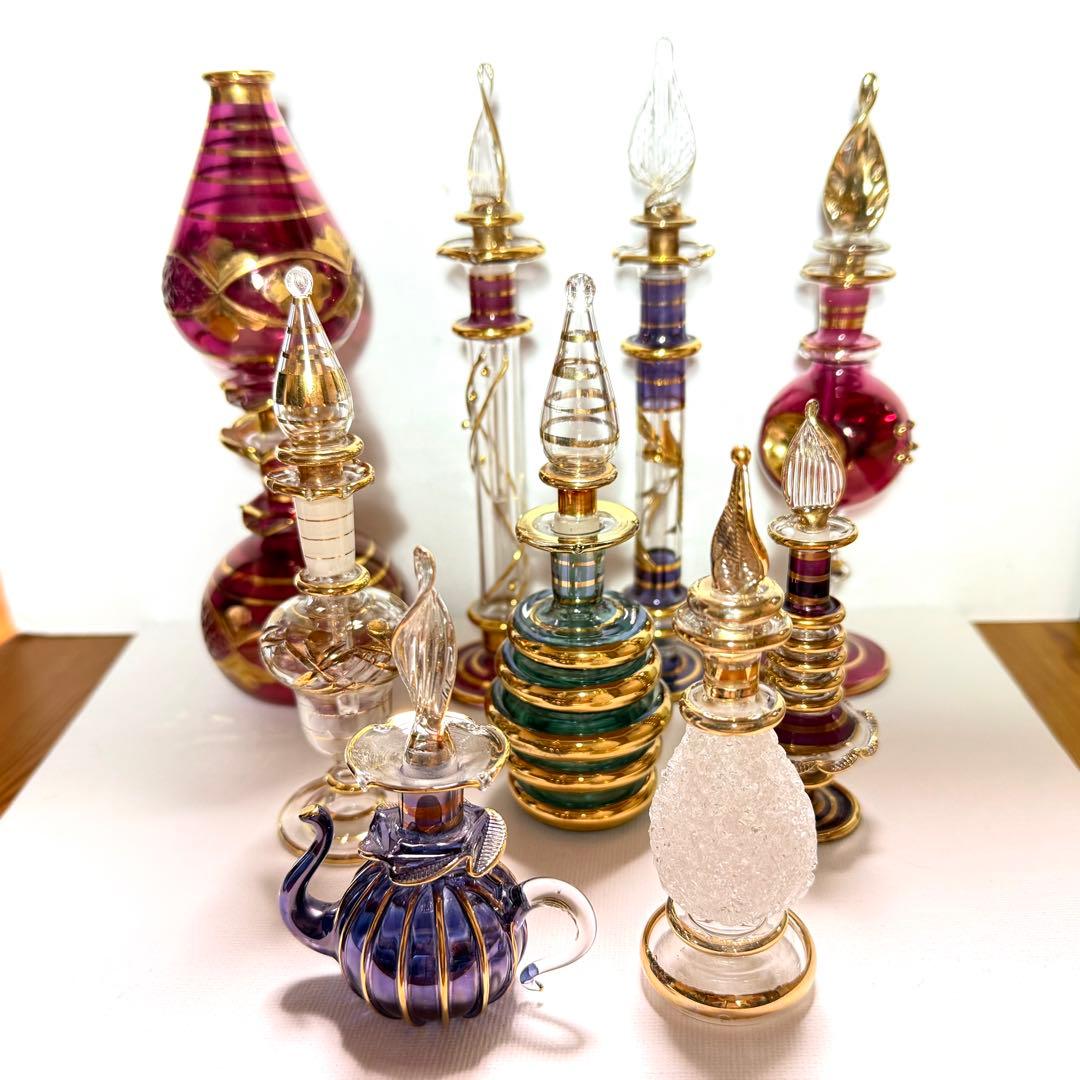 エジプト　香水瓶　アートガラス　アトマイザー　9個セット