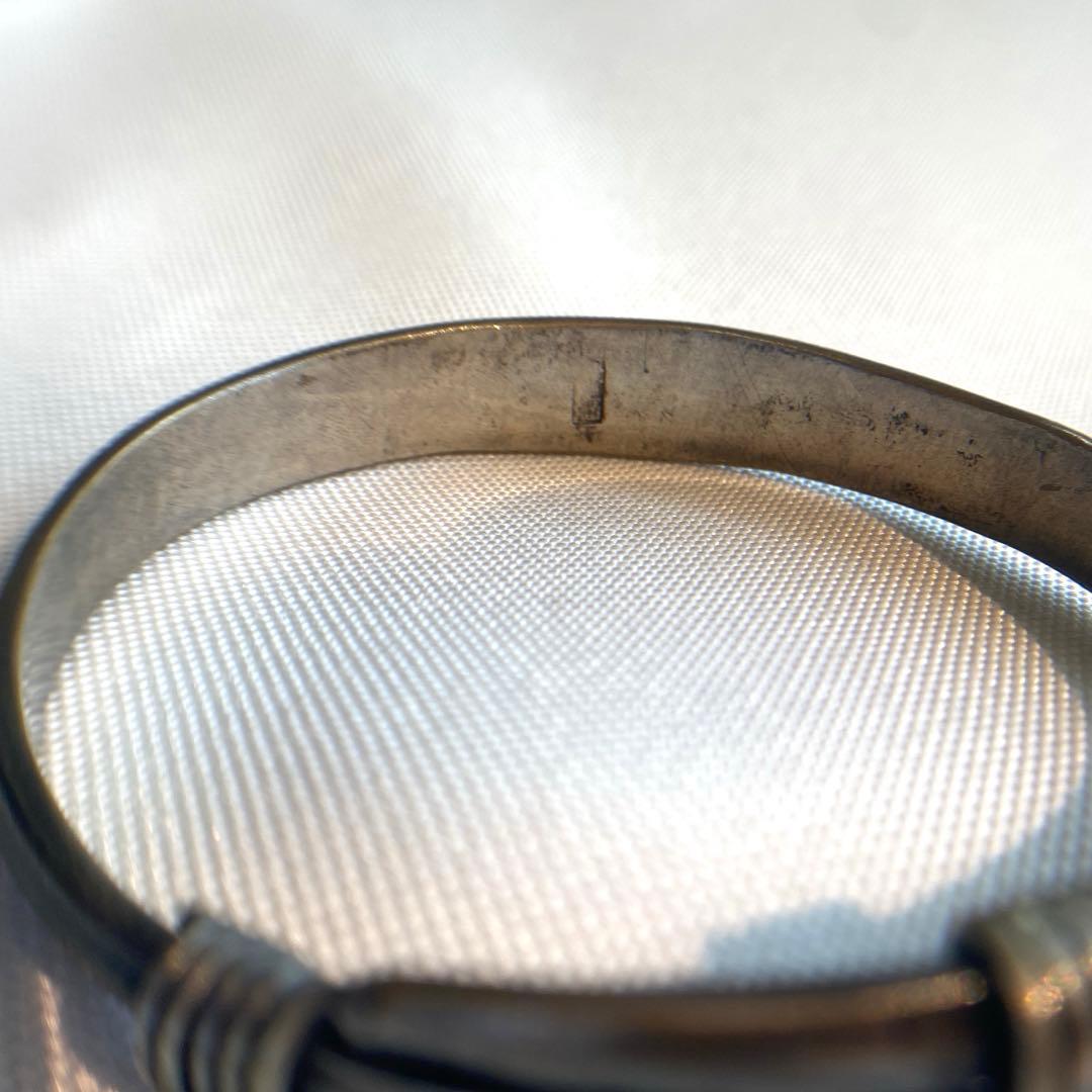 Old tribal silver 純銀 花鳥カービングバングル苗族 伝統工芸品