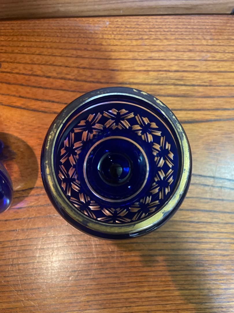 ゴブレット蓋付き　飾り　切子　金彩