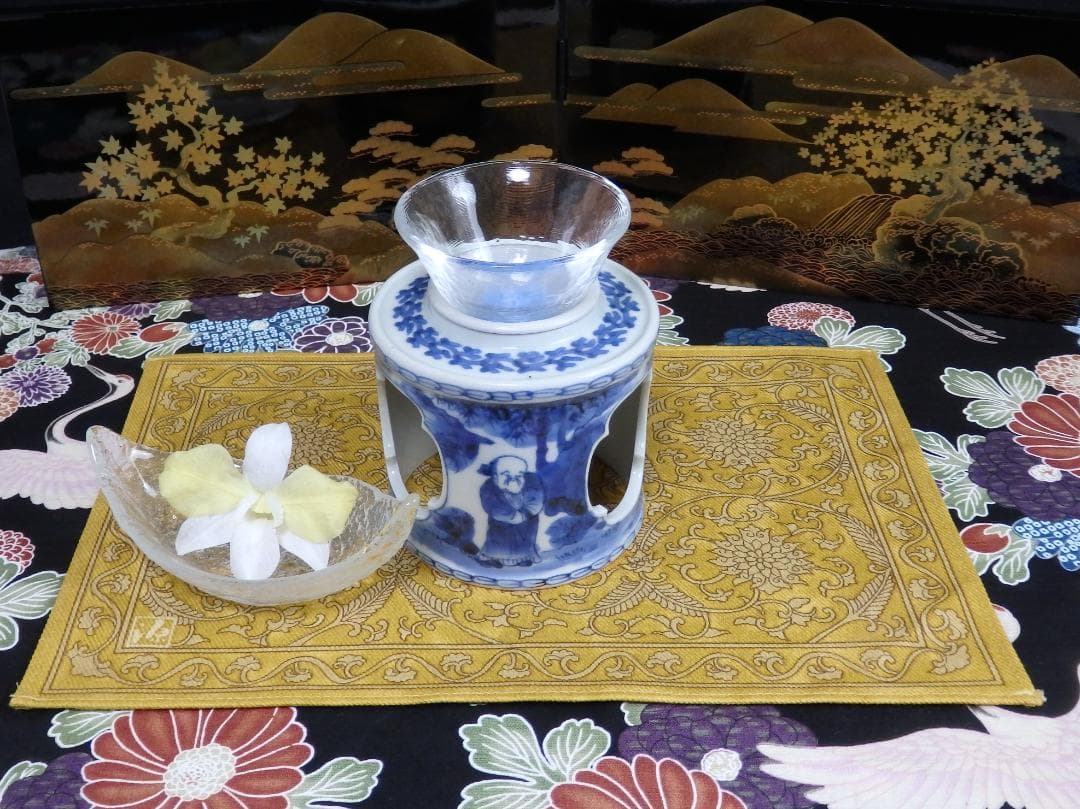 古伊万里　染付　七賢人の図　大振盃台　D351AS-fbhc