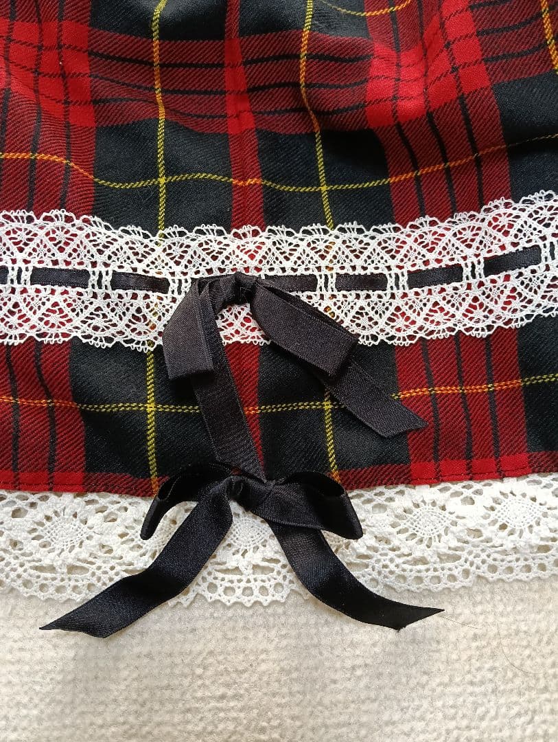 初期メタモルフォーゼ 赤黒チェック フレアスカート