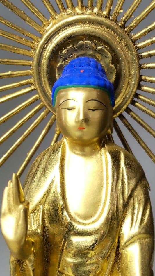 阿弥陀如来 木彫り 純金箔押