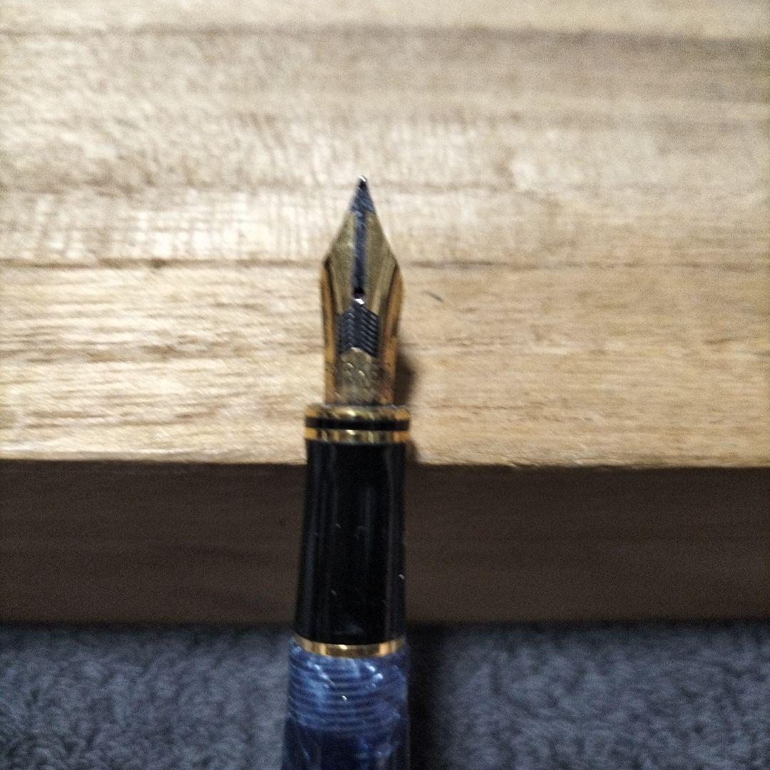 18ＫPARKER 青色と黒のマーブル模様 万年筆