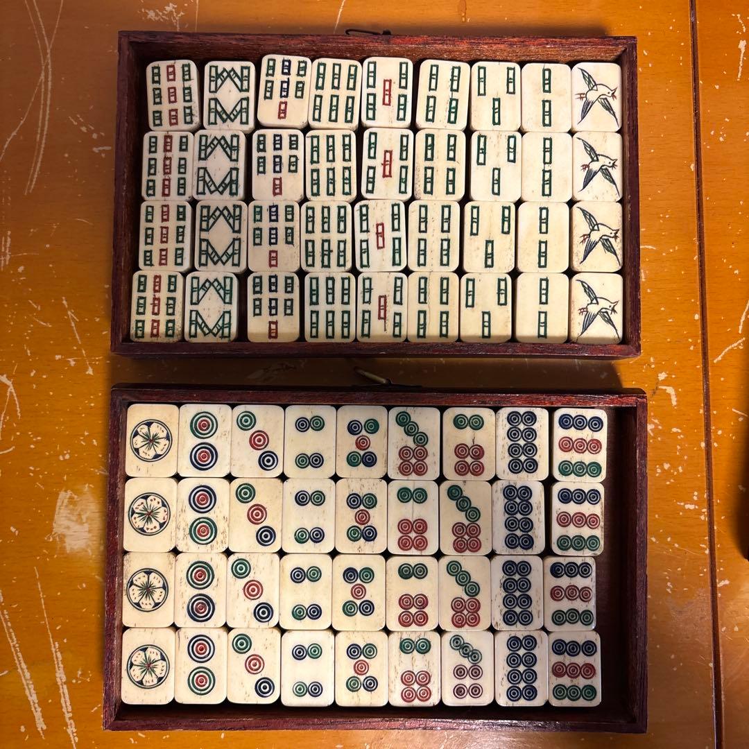 麻雀牌 骨牌 木箱 中国美術 時代物 骨董品 稀少