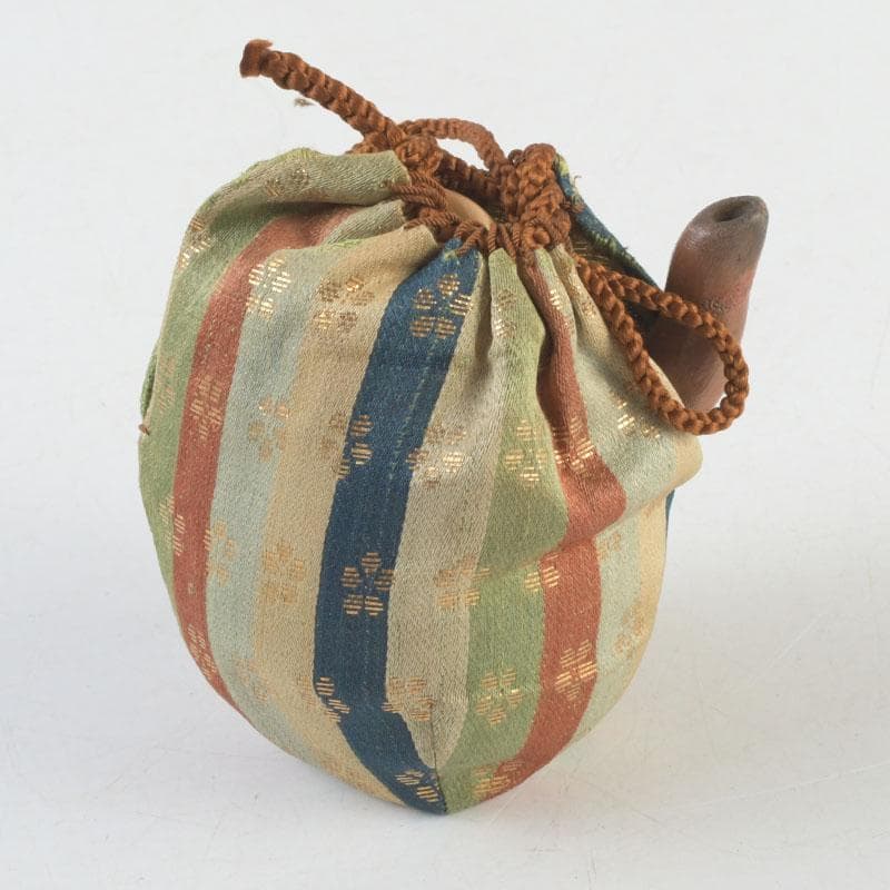 茶道具　備前焼　古備前　火襷　水滴　茶入　袱紗付　共箱二重箱　V　9374