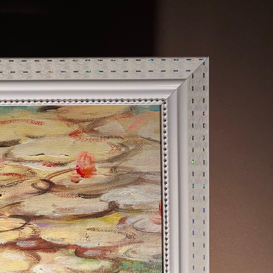 ★特大★ 手描き油絵 クロード・モネ 睡蓮 額付 絵画 インテリア 油彩画