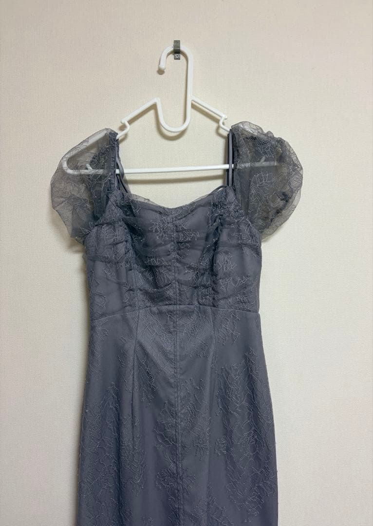 SNIDEL ギャザードレープレースドレス GRY