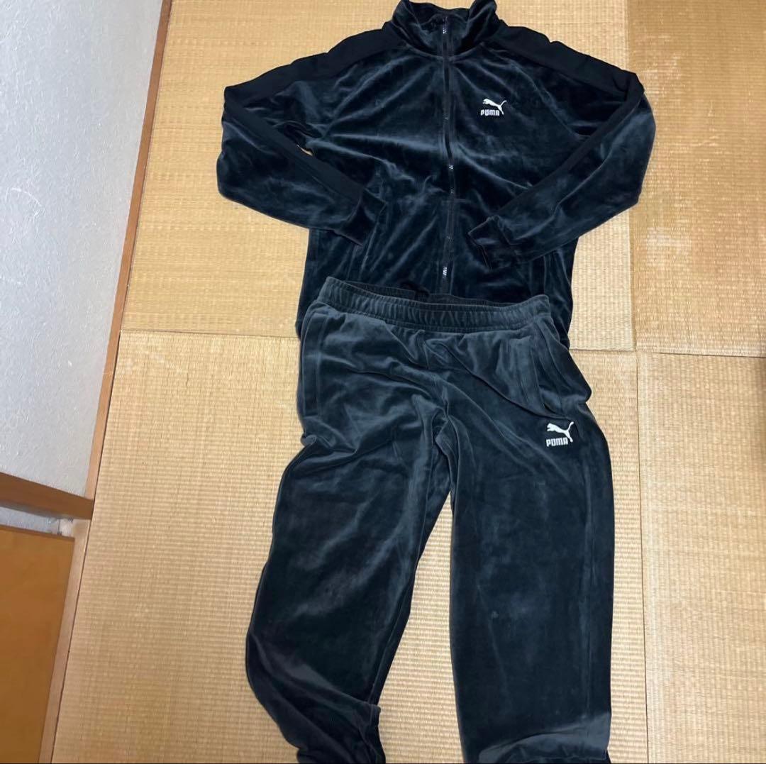 PUMA プーマベロアトラックジャケットセットアップブラックXS L