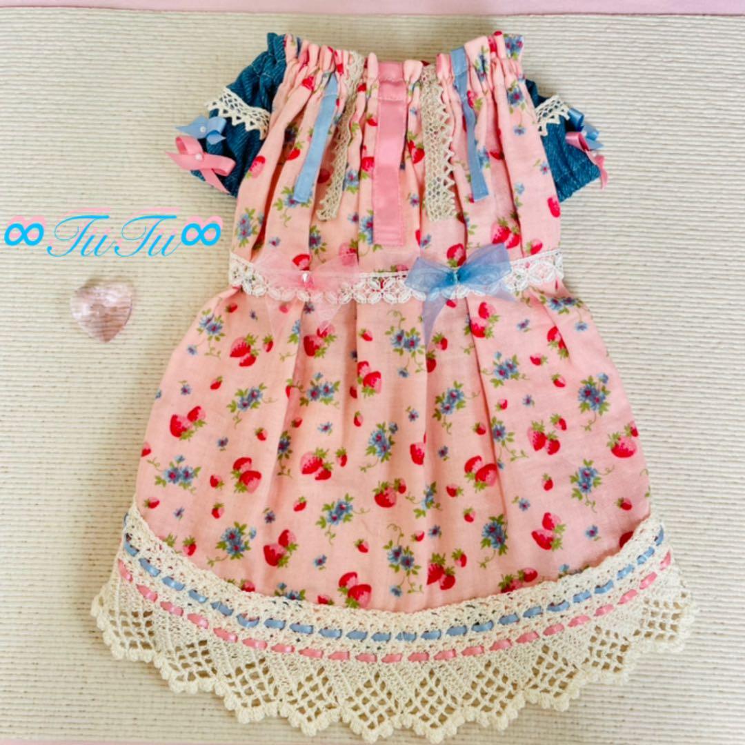 春色ワンピース　∞TuTu∞  犬服ハンドメイド　犬の洋服　犬服ワンピース