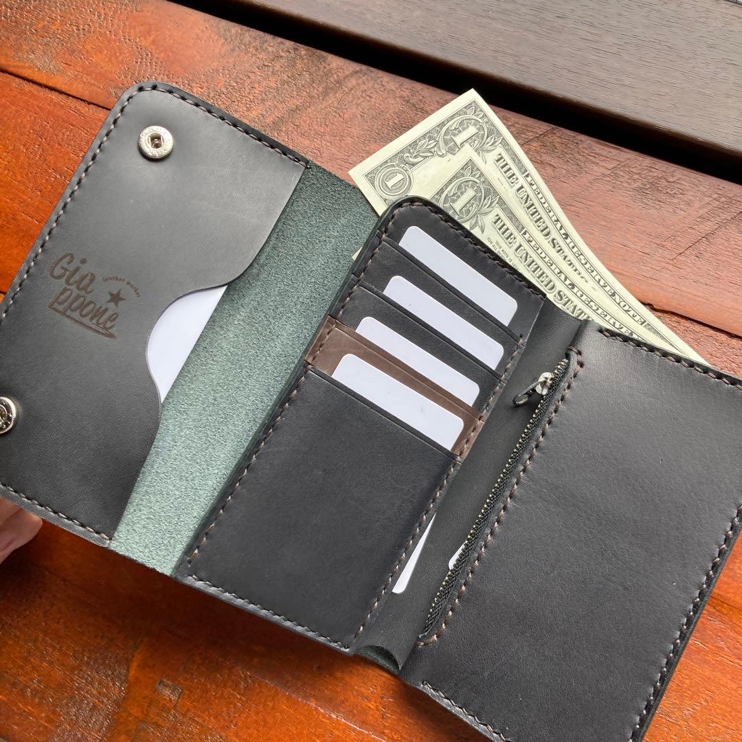 本革　財布　オールレザー　手縫い　レザークラフト ハンドメイド　ヌメ革