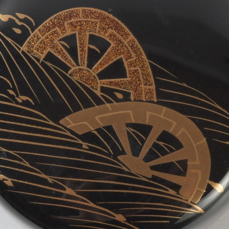 茶道具　輪島塗　平野桂山作　源氏車蒔絵　中棗　共箱　V　9252