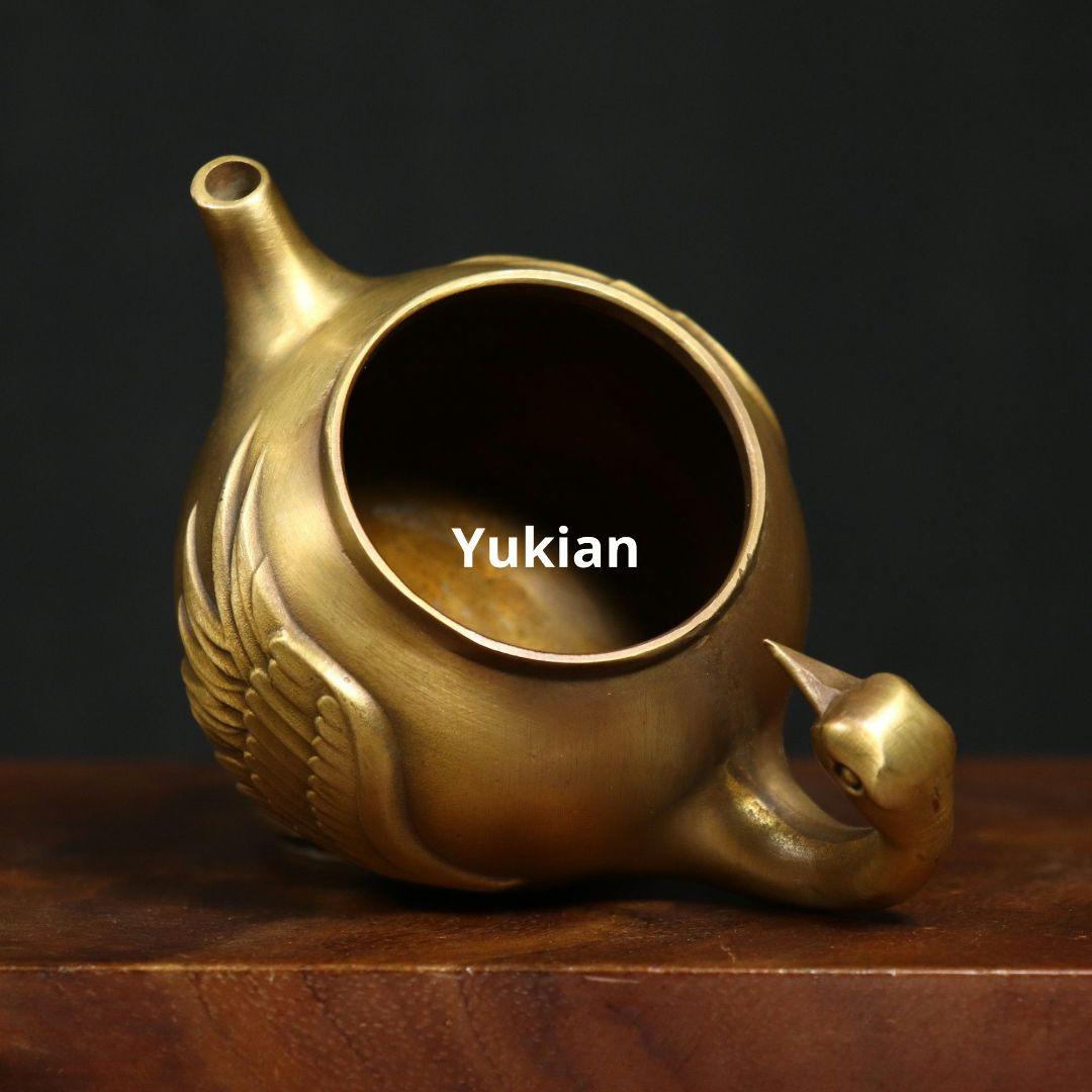 銅器 仙鶴茶壺 茶道具 置物 彫刻 工芸品 家具 装飾品 美術品