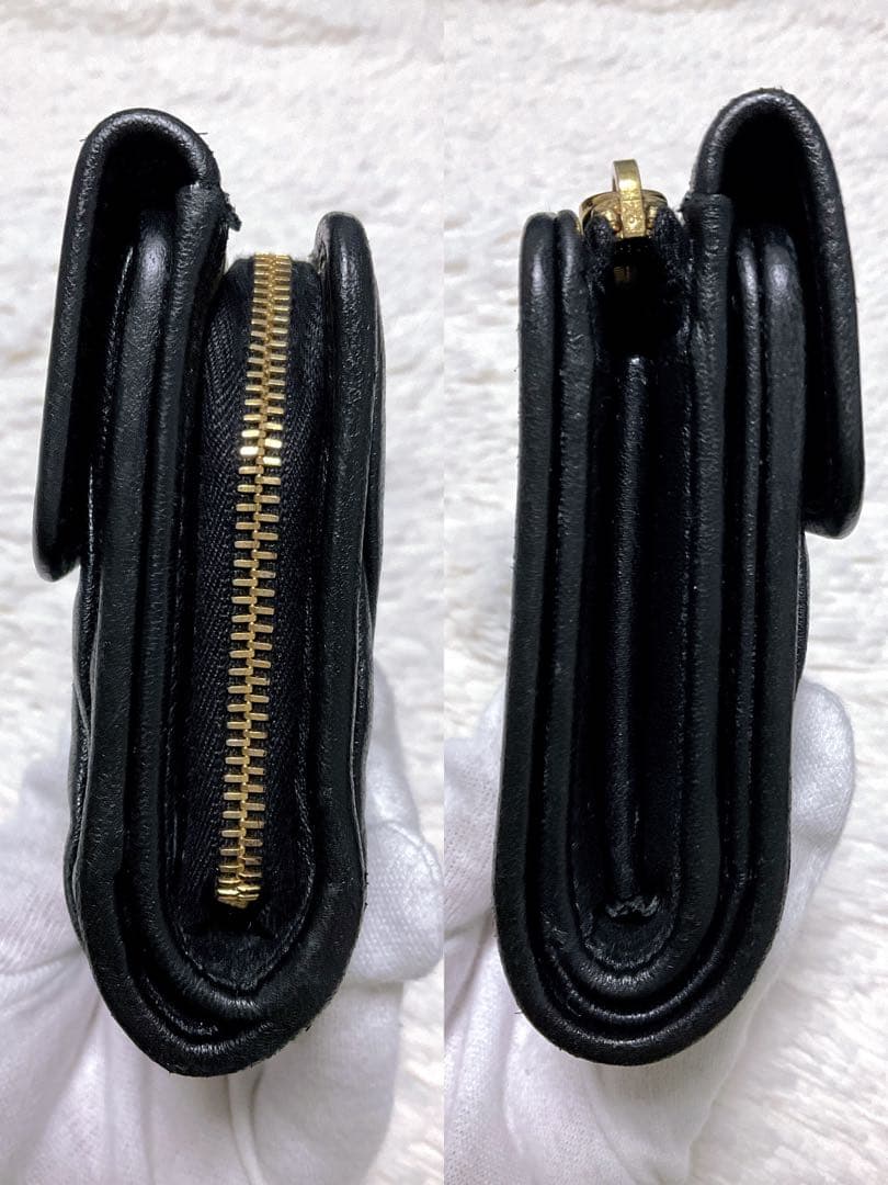 ♡美品♡MIU MIU マテラッセ 三つ折り財布 L字 ファスナー ブラック 金