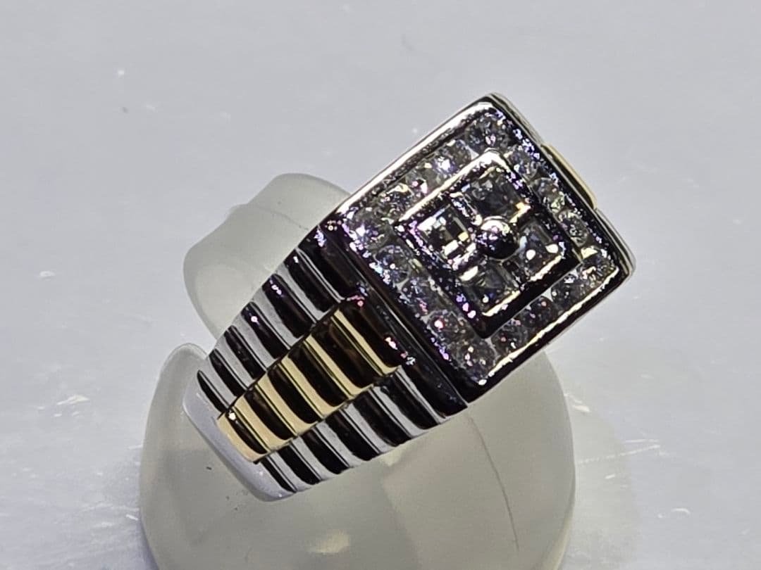 41550207mD0.68ctプラチナPt900/K18 9.1g17号