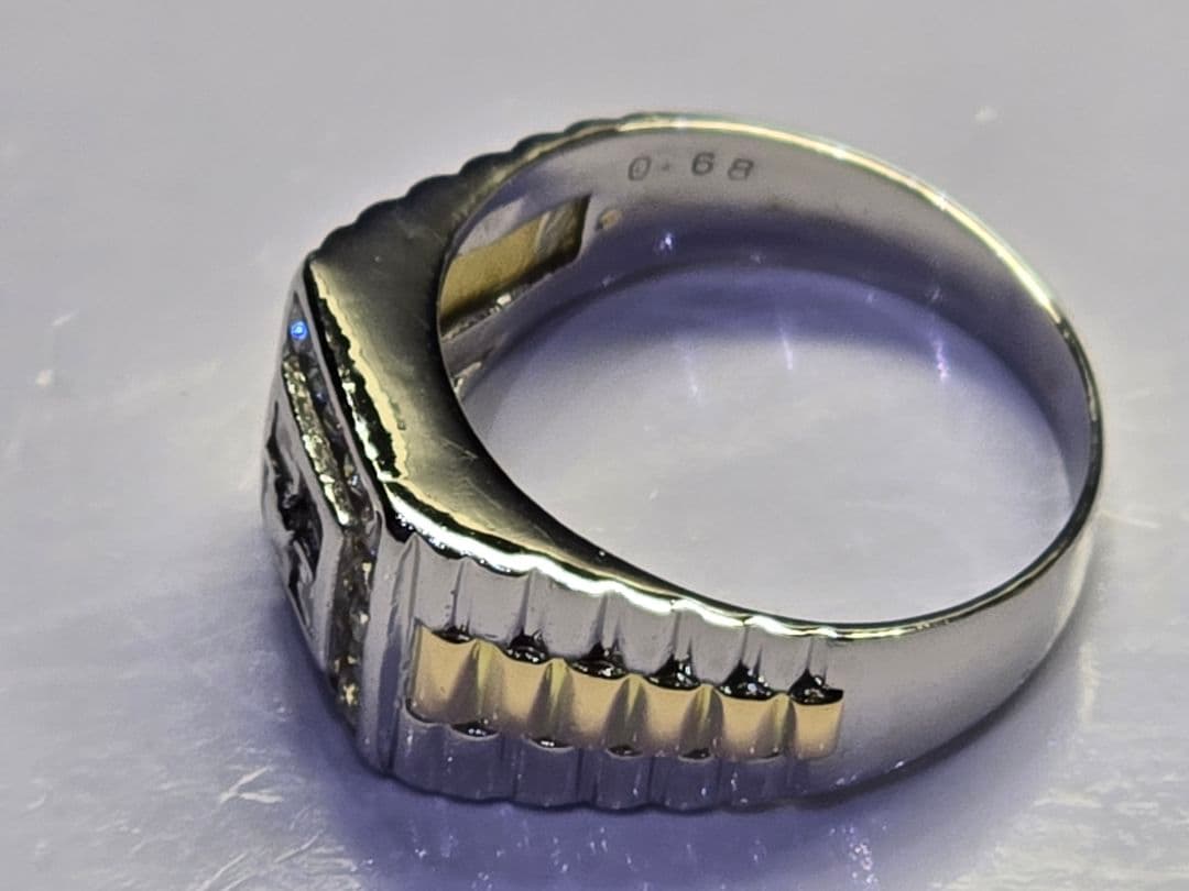 41550207mD0.68ctプラチナPt900/K18 9.1g17号