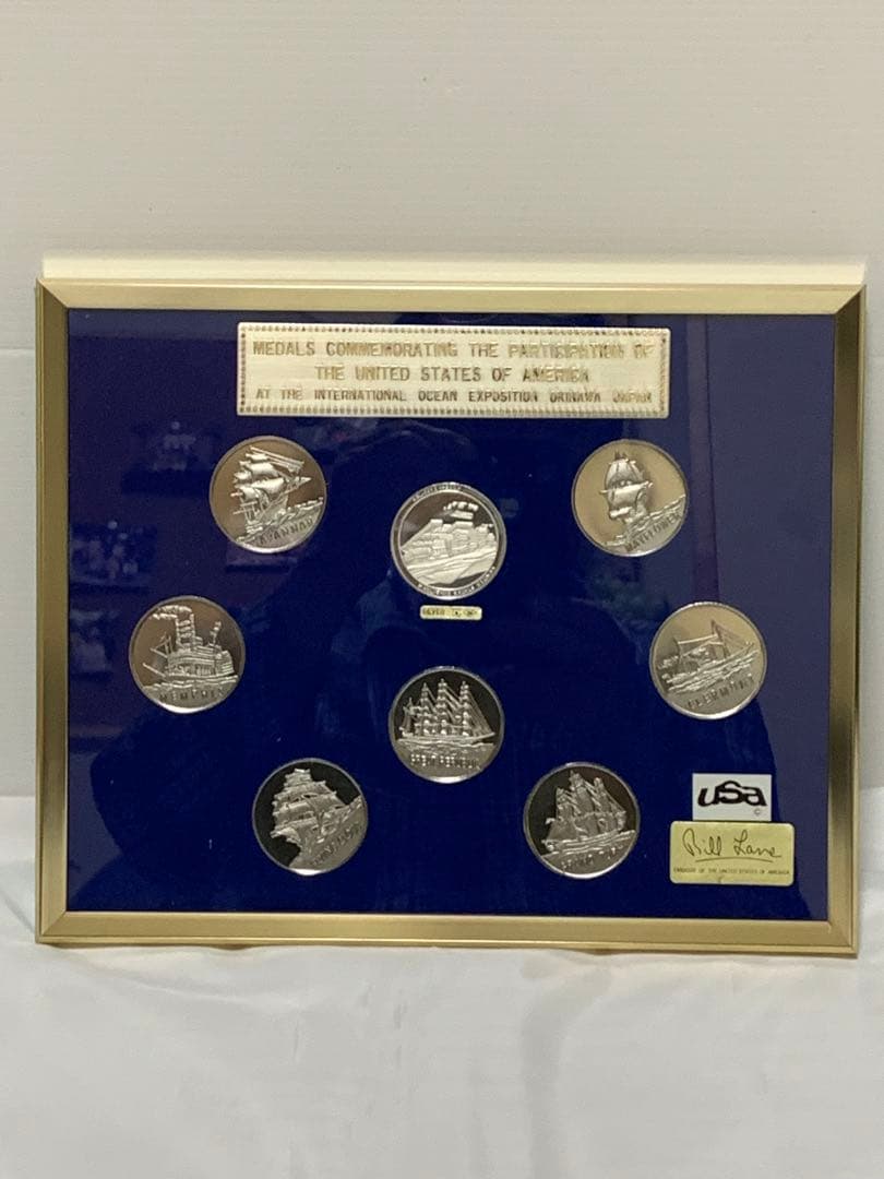 沖縄国際海洋博覧会アメリカ合衆国参加公式の記念メダル　純銀1枚　新品未使用品