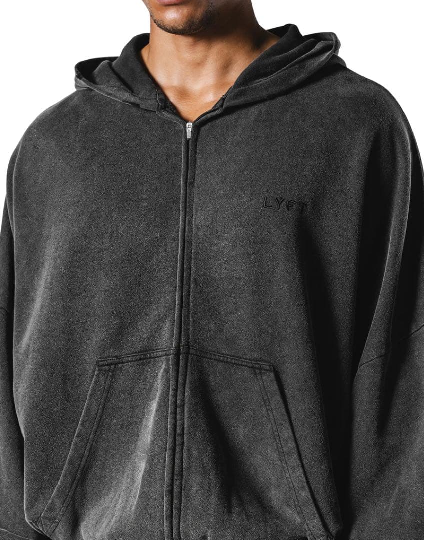 トップス LYFT VINTAGE SWEAT ZIP-UP HOODIE - BLACK